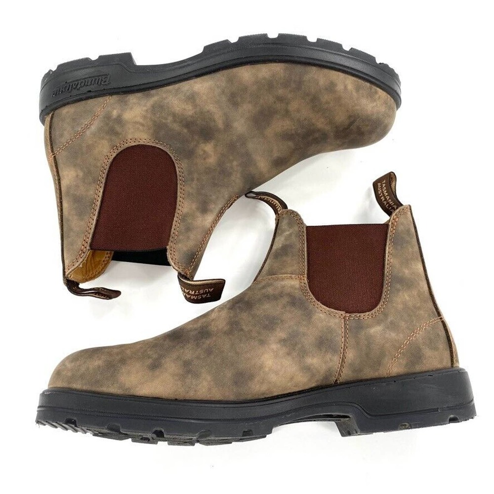 Blundstone Mens 585 Chelsea Ankle Boots Pull On Rustic Brown Slip Resistant 10